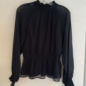NWOT 1.State High Neck Sheer Blouse